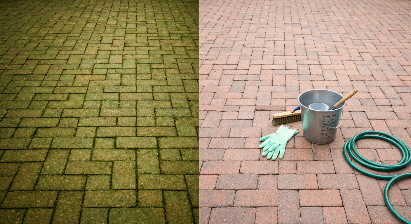 how to clean patio bricks with bleach